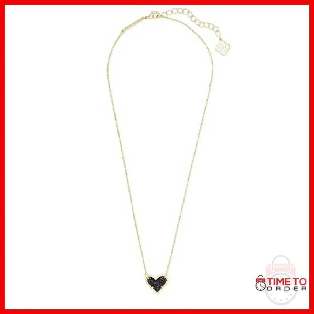 Adjustable Heart Pendant Necklace, Gold-Plated Brass, 15